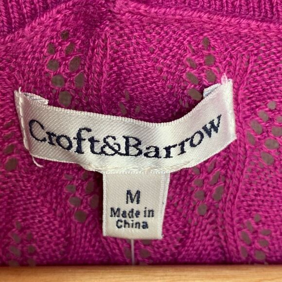 Croft & Barrow Womens Open Knit Cardigan Size M Vacation Beachy Tropical Layers - Picture 6 of 14